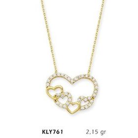 Harem Altın KLY761 14 Ayar Atın Mini Kalpler Kolyesi