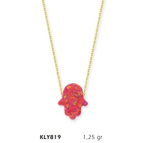 Harem Altın KLY819 14 Ayar Altın Opal Taşlı Fatma Eli Kolye