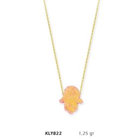Harem Altın KLY822 14 Ayar Altın Rose Opal Taşlı Fatma Eli Kolye