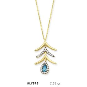 Harem Altın KLY845 14 Ayar Altın Mavi Damla Taşlı Kolye