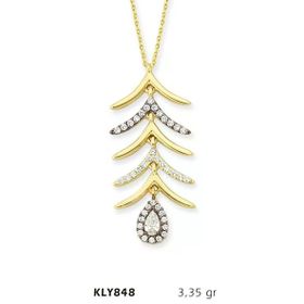 Harem Altın KLY848 14 Ayar Beyaz Damla Taşlı Altın Kolye