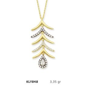 Harem Altın KLY848 14 Ayar Beyaz Damla Taşlı Altın Kolye