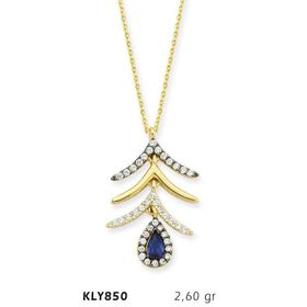 Harem Altın KLY850 14 Ayar Altın Mavi Damla Taşlı Kolye