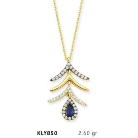 Harem Altın KLY850 14 Ayar Altın Mavi Damla Taşlı Kolye