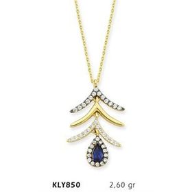 Harem Altın KLY850 14 Ayar Altın Mavi Damla Taşlı Kolye