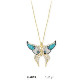 Harem Altın KLY883 14 Ayar Altın Mavi Kelebek Kolye