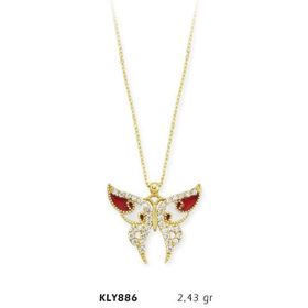 Harem Altın KLY886 14 Ayar Kırmızı Kelebek Kolye