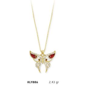 Harem Altın KLY886 14 Ayar Kırmızı Kelebek Kolye