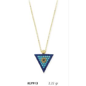 Harem Altın KLY913 14 Ayar Altın Üçgen Nazar Boncuğu Kolye