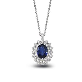 Harem Altın RTKL2 1.21 Ct Pırlanta Safir Altın Kolye