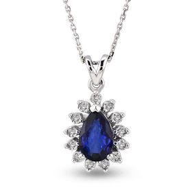 Harem Altın RTKL34 0.42 Ct Pırlanta Safir Altın Kolye