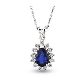 Harem Altın RTKL34 0.42 Ct Pırlanta Safir Altın Kolye