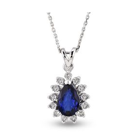 Harem Altın RTKL34 0.42 Ct Pırlanta Safir Altın Kolye