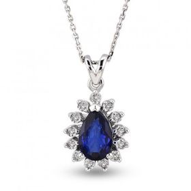 Harem Altın RTKL34 0.42 Ct Pırlanta Safir Altın Kolye