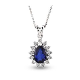 Harem Altın RTKL34 0.42 Ct Pırlanta Safir Altın Kolye