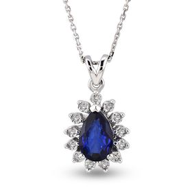 Harem Altın RTKL34 0.42 Ct Pırlanta Safir Altın Kolye