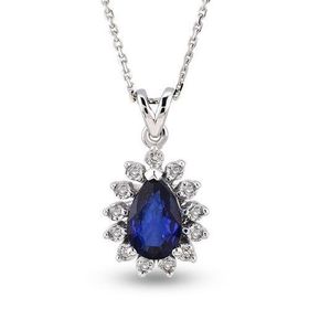 Harem Altın RTKL34 0.42 Ct Pırlanta Safir Altın Kolye