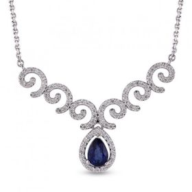 Harem Altın RTKL40 1.68 Ct Pırlanta Safir Altın Kolye