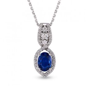 Harem Altın RTKL42 1.15 Ct Pırlanta Safir Altın Kolye