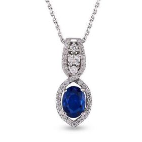Harem Altın RTKL42 1.15 Ct Pırlanta Safir Altın Kolye