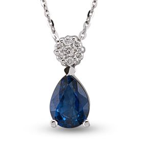 Harem Altın RTKL47 0.92 Ct Pırlanta Safir Altın Kolye