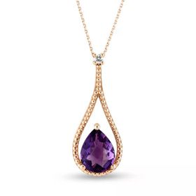 Harem Altın RTKL55 1.33 CT Pırlanta Ametist Taşlı Kolye
