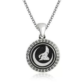 Harem Altın T4722 Hilal Bozkurt Gümüş Kolye