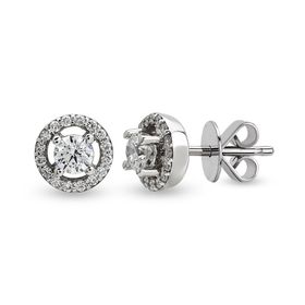 Harem Altın TKPE11 0.24 ct Etrafı Taşlı Tektaş Pırlanta Küpe