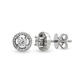 Harem Altın TKPE11 0.24 ct Etrafı Taşlı Tektaş Pırlanta Küpe