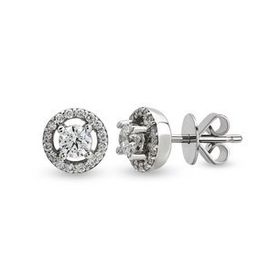 Harem Altın TKPE11 0.24 ct Etrafı Taşlı Tektaş Pırlanta Küpe