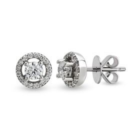 Harem Altın TKPE11 0.24 ct Etrafı Taşlı Tektaş Pırlanta Küpe