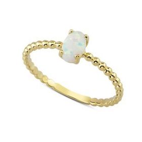 Harem Altın YZK004 14 Ayar Altın Beyaz Oval Taşlı Minimal Yüzük