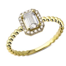 Harem Altın YZK108B 14 Ayar Altın Beyaz Baget Taşlı Yüzük