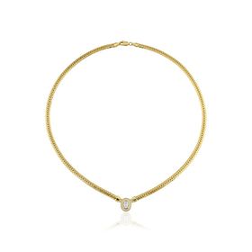 Harem ZKU107 Altın Oval Taşlı Balık Sırtı Kolye