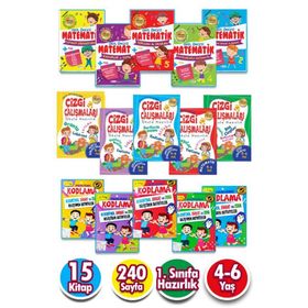 Harika Çocuk Yayınları PYD20220076 4-7 Yaş 15 Kitap Matematik Kodlama ve Çizgi Çalışmaları Seti