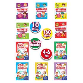 Harika Çocuk Yayınları PYD20220081 4-5-6 Yaş 10 Kitap Matematik&Çizgi Çalışması Seti