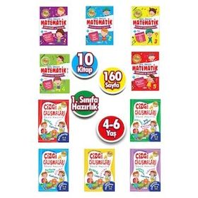 Harika Çocuk Yayınları PYD20220081 4-5-6 Yaş 10 Kitap Matematik&Çizgi Çalışması Seti