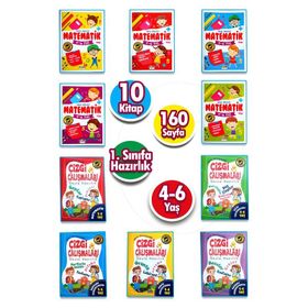 Harika Çocuk Yayınları PYD20220081 4-5-6 Yaş 10 Kitap Matematik&Çizgi Çalışması Seti