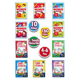 Harika Çocuk Yayınları PYD20220081 4-5-6 Yaş 10 Kitap Matematik&Çizgi Çalışması Seti