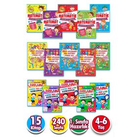 Harika Çocuk Yayınları PYD20220085 4-6 Yaş 15 Kitap Matematik Kodlama ve Dikkat ve Zeka Geliştirici Etkinlik Seti