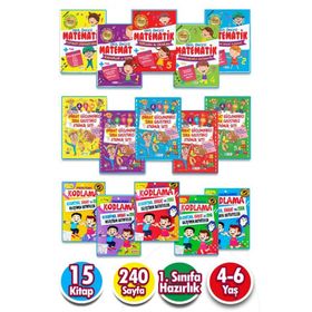 Harika Çocuk Yayınları PYD20220085 4-6 Yaş 15 Kitap Matematik Kodlama ve Dikkat ve Zeka Geliştirici Etkinlik Seti
