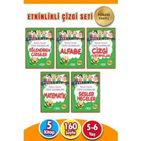 Harika Çocuk Yayınları PYD20220108 5-6 Yaş 5 Kitap 160 Sayfa İlkokula Hazırlık Çizgi Çalışmaları Seti