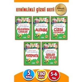 Harika Çocuk Yayınları PYD20220108 5-6 Yaş 5 Kitap 160 Sayfa İlkokula Hazırlık Çizgi Çalışmaları Seti