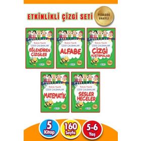 Harika Çocuk Yayınları PYD20220108 5-6 Yaş 5 Kitap 160 Sayfa İlkokula Hazırlık Çizgi Çalışmaları Seti