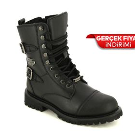 Harley Davidson Balsa Siyah Kadın Deri Bot
