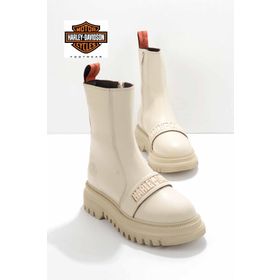 Harley Davidson HD0777054903 Beige Leather Kadın Bot