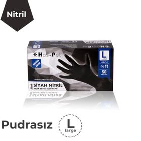 Has-Pet 50 Adet Siyah Nitril Pudrasız Muayene Eldiveni
