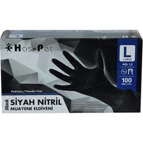 Has-Pet Büyük Boy 100'lü Pudrasız Siyah Nitril Eldiven