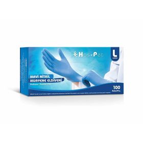 Has-Pet Large 100'lü 20 Paket Mavi Pudrasız Nitril Muayene Eldiveni