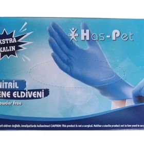 Has-Pet Large 100'lü 20 Paket Mavi Pudrasız Nitril Muayene Eldiveni